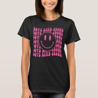 T-shirt Amour Rétro Comme Jésus Joyeux Visage esthétique