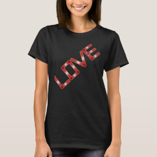 T-shirt Amour Rouge or Parties scintillant Bordure Blanc b