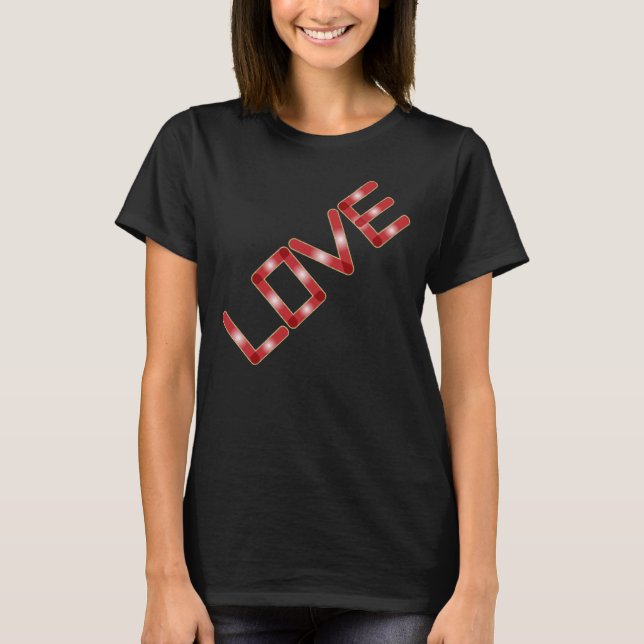 T-shirt Amour Rouge or Parties scintillant Bordure Blanc b (Devant)