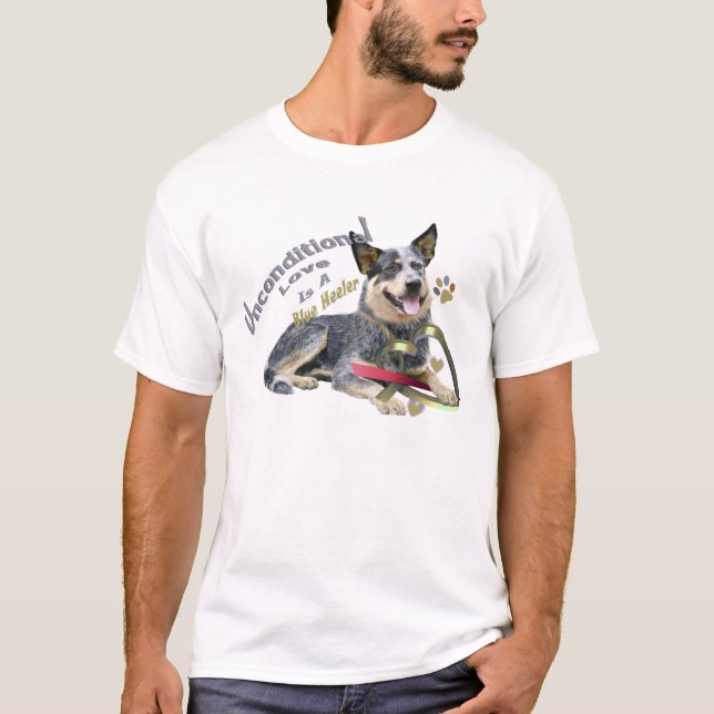 T-shirt Amour sans conditions bleu de Heeler (Devant)