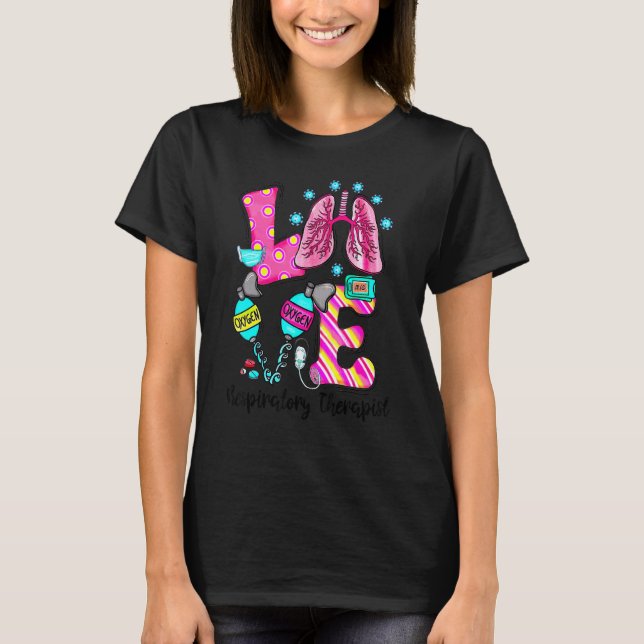 T-shirt Amour, Thérapeute respiratoire, Oxygène, Masque Vi (Devant)