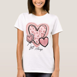 T-shirt Amour Toujours Rose Coeurs Glam Chic Saint Valenti
