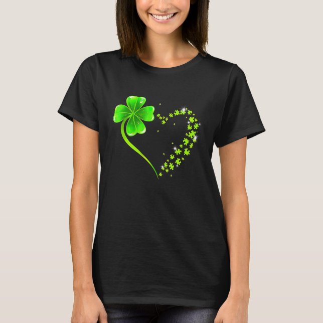 T-shirt Amour trèfle shamrock coeur chanceux charme irland (Devant)