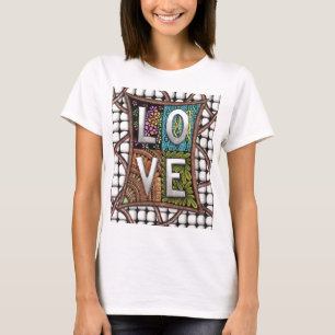 T-shirt Amour Typographie Dessin Intricant au Trait Doodli