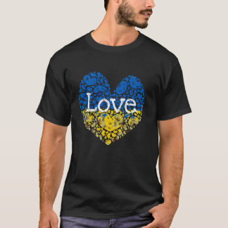 T-shirt Amour Ukraine Coeur Ukrainiens Floral Ukraine Fla