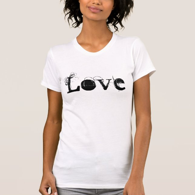 T-shirt Amour Vie En Blanc Et Noir (Devant)