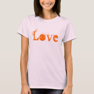 T-shirt Amour Vie En Blanc Et Orange