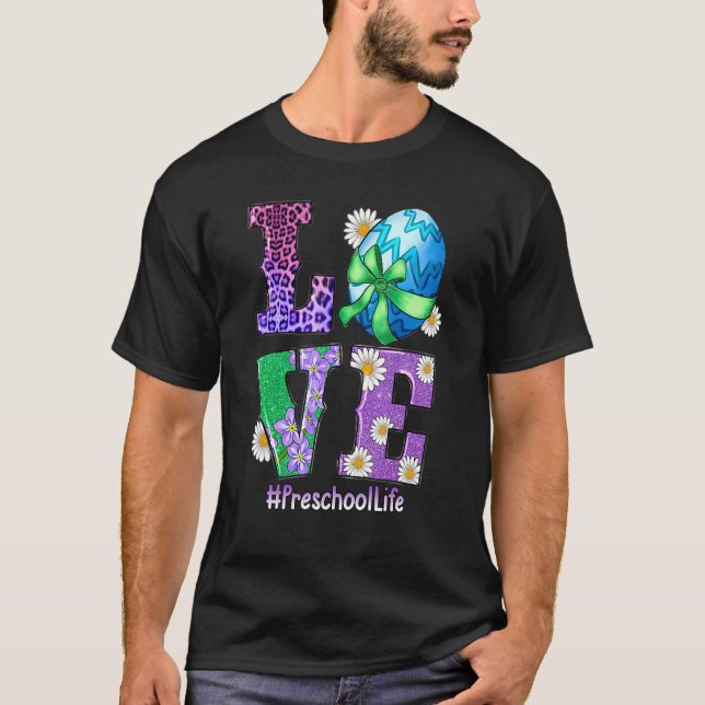 T-shirt Amour Vie Préscolaire Lapin Pâques Mignonne Bon La (Devant)