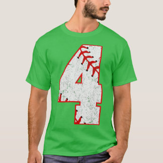 T-shirt Amoureux de baseball de 4 ans Numéro 4 Vintage 4e 