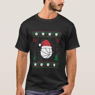 T-shirt Amoureux De Basket-Ball Santa Hat Vilain Noël S