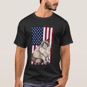 T-shirt Amoureux de chat Ragdoll, tenue drapeau américain
