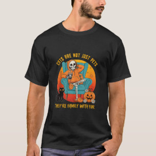 T-shirt Amoureux de chats drôles Squelette Halloween Anima