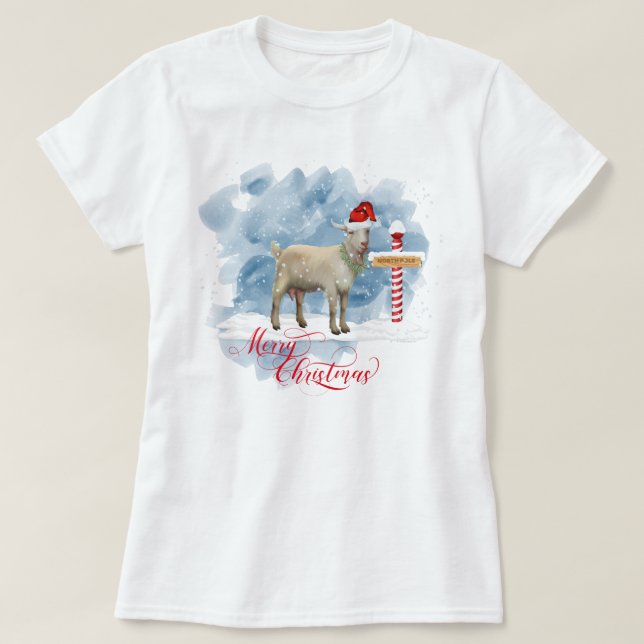 T-shirt Amoureux de chèvres amusantes Pôle Nord de Noël (Design devant)