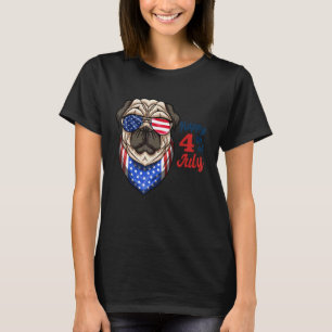 T-shirt Amoureux de chien Carlin drapeau américain 4 juill