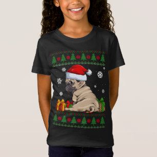 T-Shirt Amoureux de chien drôle Carlin mignon Santa Hat ma