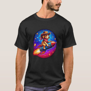 T-shirt Amoureux de chiots en fusée Cute Animal Meme Cowbo