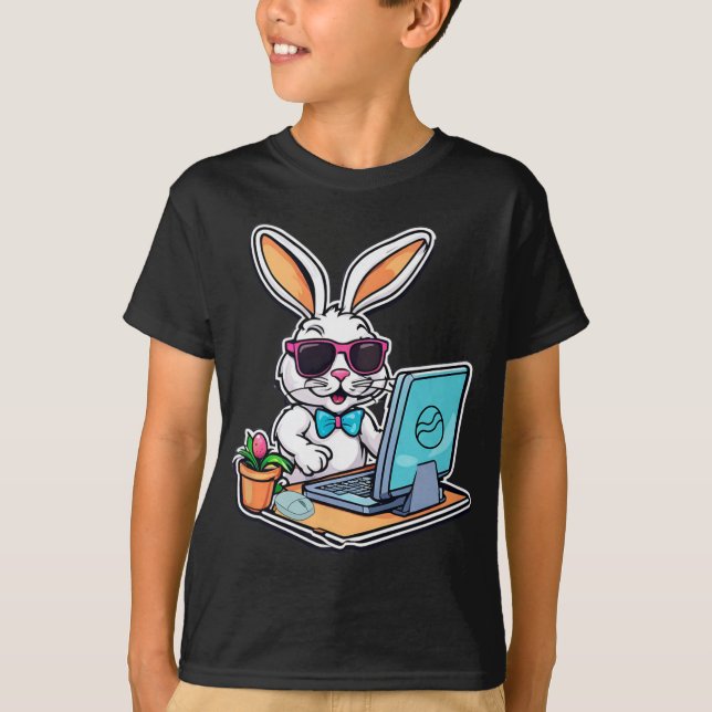 T-shirt Amoureux de jeux vidéo informatiques de lapin de P (Devant)