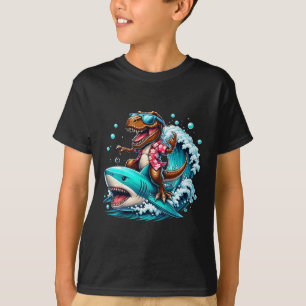 T-shirt Amoureux de la plage T-rex Dinosaure chevauchant u