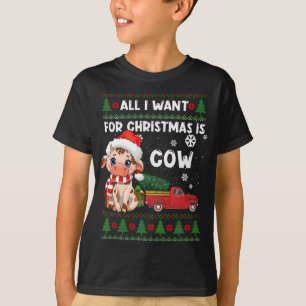 T-shirt Amoureux de la vache drôle Cute Cow Santa Hat Vila