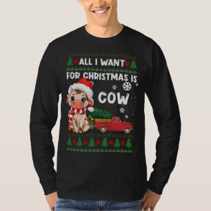T-shirt Amoureux de la vache drôle Cute Cow Santa Hat Vila