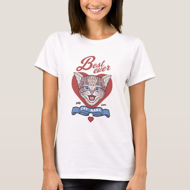 T-shirt Amoureux de les chats - Meilleure maman de chat (Devant)
