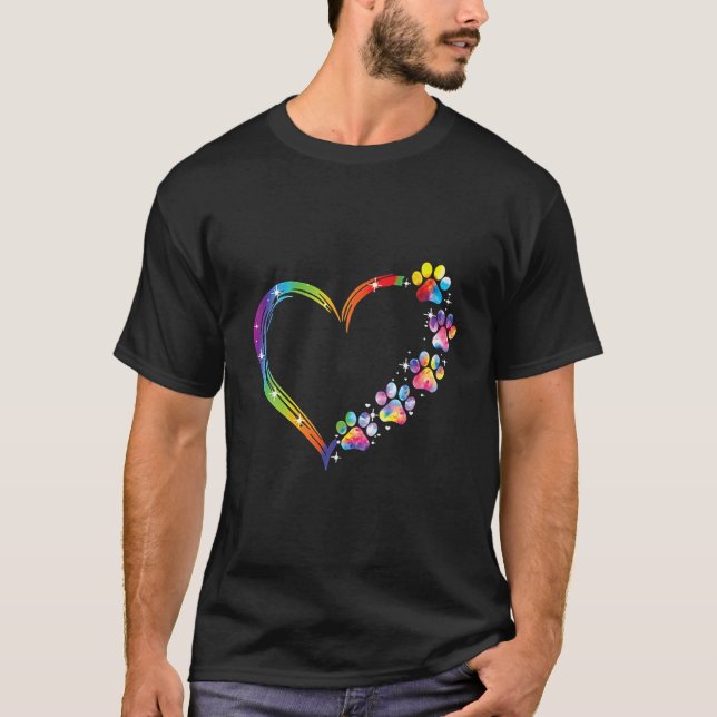 T-shirt Amoureux de les chiens Empreintes de pattes du coe (Devant)