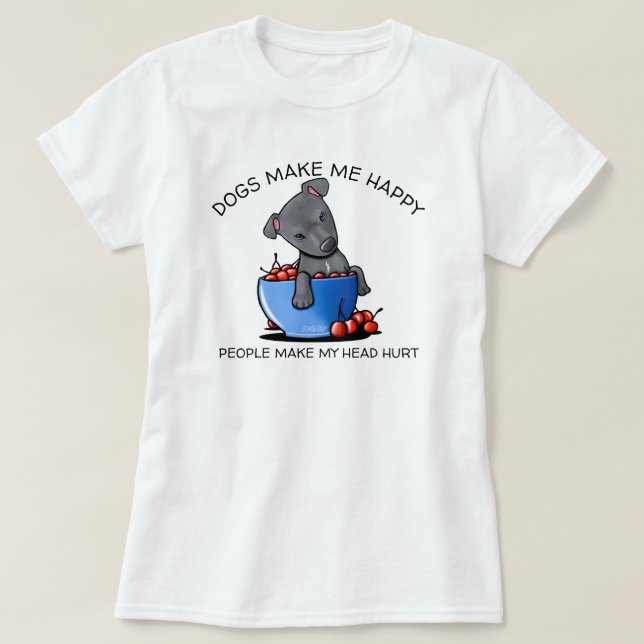 T-shirt Amoureux de les chiens KiniArt Pitbull (Design devant)