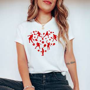 T-shirt Amoureux de Pickleball à Cœur Rouge