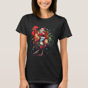 T-shirt Amoureux de poulet Xmas Drôle de Père Noël à cheva