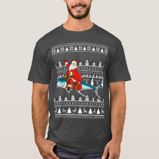 T-shirt Amoureux de thon Poisson Père Noël Riding Tuna Hor