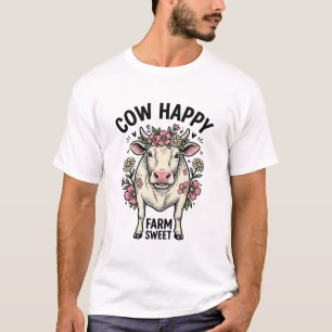 T-shirt Amoureux de vaches mignonnes Art animalier de ferm