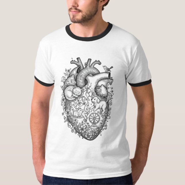 T-shirt Amoureux des animaux Heart Pet Sanctuaire Ligne Ar (Devant)