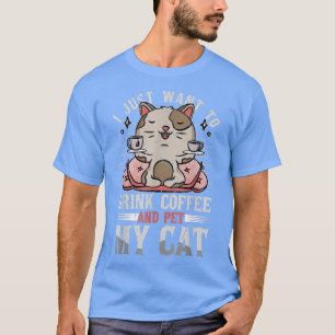 T-shirt Amoureux des chats Boisson Café Funny Animal De Co