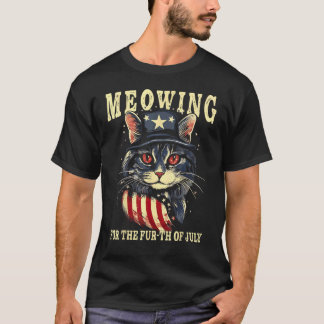 T-shirt Amoureux des chats du 4 juillet, miaulant pour le 