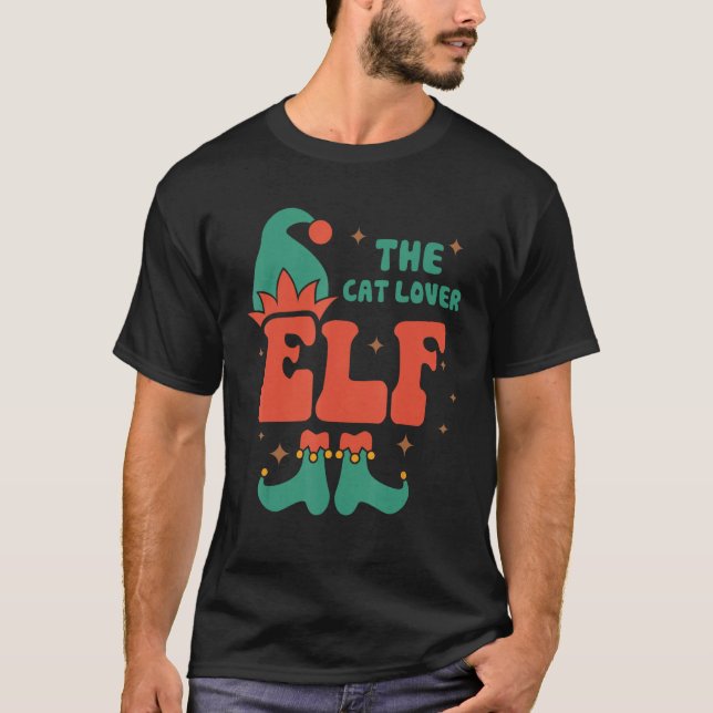 T-shirt Amoureux des chats Elf Famille Correspondant Noël  (Devant)