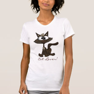 T-shirt Amoureux des chats Fun Kitty Cartoon Ladies Shirt