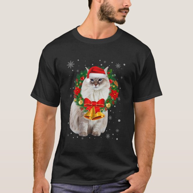 T-shirt amoureux des chats Funny Sibérien feu de Noël (Devant)