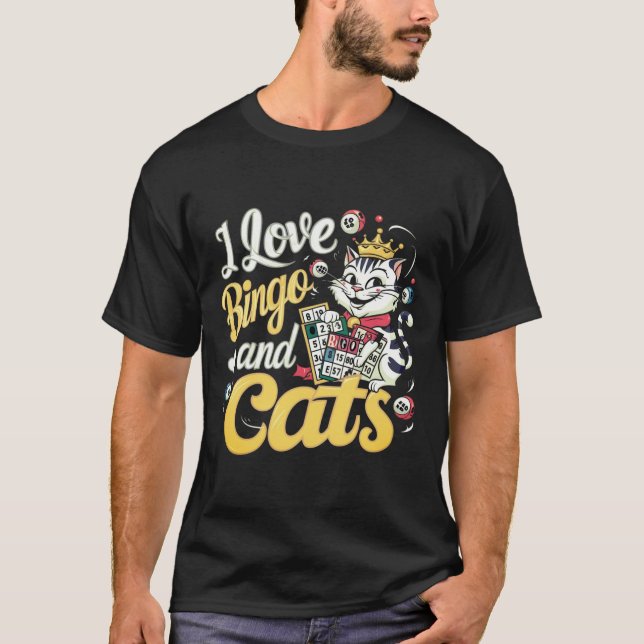 T-shirt Amoureux des chats I Love Bingo Et Chats Jeu Bingo (Devant)