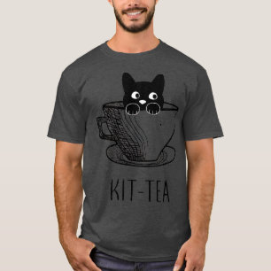 T-shirt Amoureux des chats Kit-Thé, Chat Noir Mignonne Et