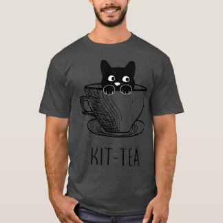 T-shirt Amoureux des chats Kit-Thé, Chat Noir Mignonne Et 