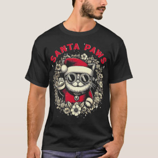 T-shirt Amoureux des chats père Noël Paws