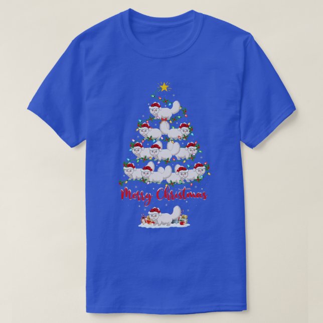T-shirt Amoureux des chats persan correspondant Père Noël  (Design devant)