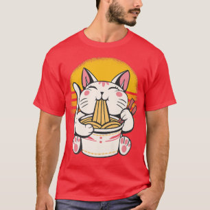 T-shirt Amoureux des chats Ramen Kawaii Anime Premium T-Sh