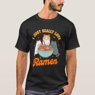 T-shirt Amoureux des chats Ramen Noodle Japonais J'aime vr