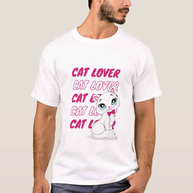 T-shirt Amoureux des chats rose mignon (Devant)