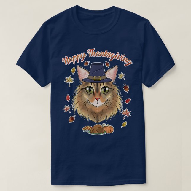 T-shirt Amoureux des chats Sibérien I Bon thanksgiving  (Design devant)