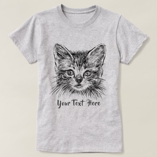T-shirt AMOUREUX DES CHATS | Tête de chaton tirée à la mai (Design devant)