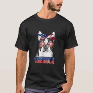 T-shirt Amoureux des chiens 4 juillet Patriot Boston Terri