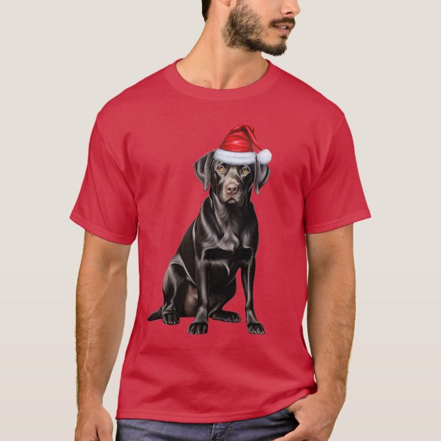 T-shirt Amoureux des chiens Black Labrador Retriever Noël (Devant)
