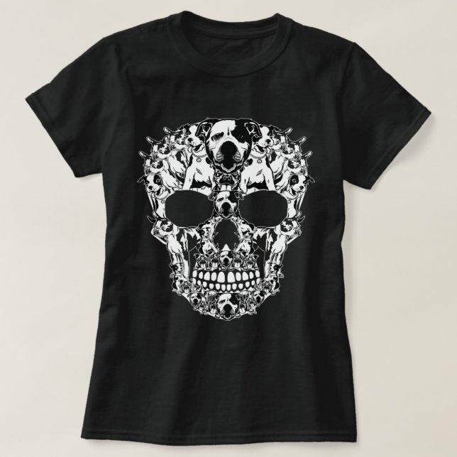 T-shirt Amoureux des chiens crâne de Boston Terrier (Design devant)